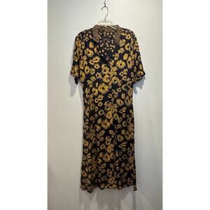 Vintage Carole Little Floral Print Navy Orange Jumpsuit Artsy Cropped Wide Leg